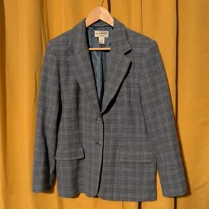 Pendleton Lambs Wool Blend Size 14 Blue Plaid Woman's Blazer Vintage Schoolgirl